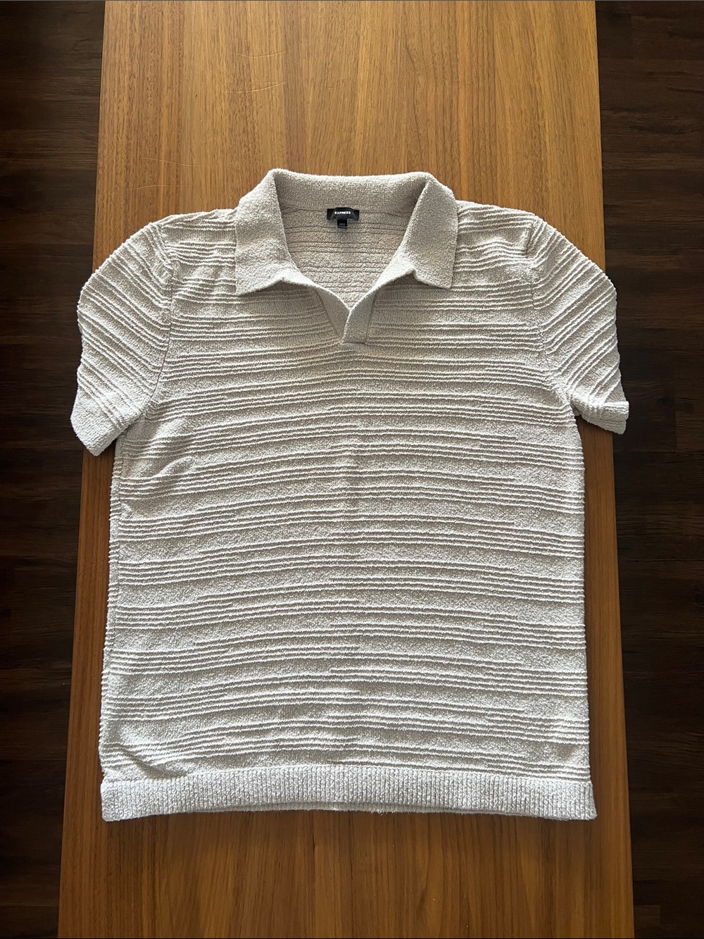 Express Men's Ivory Textured Polo